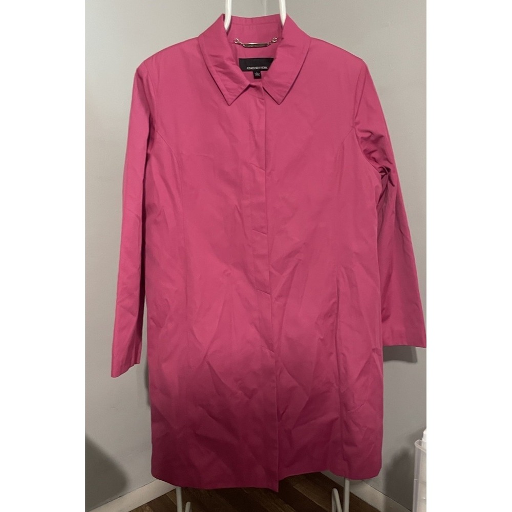 Jones NY S Hot Pink Trench Coat Women's Quilted Lining Size Large